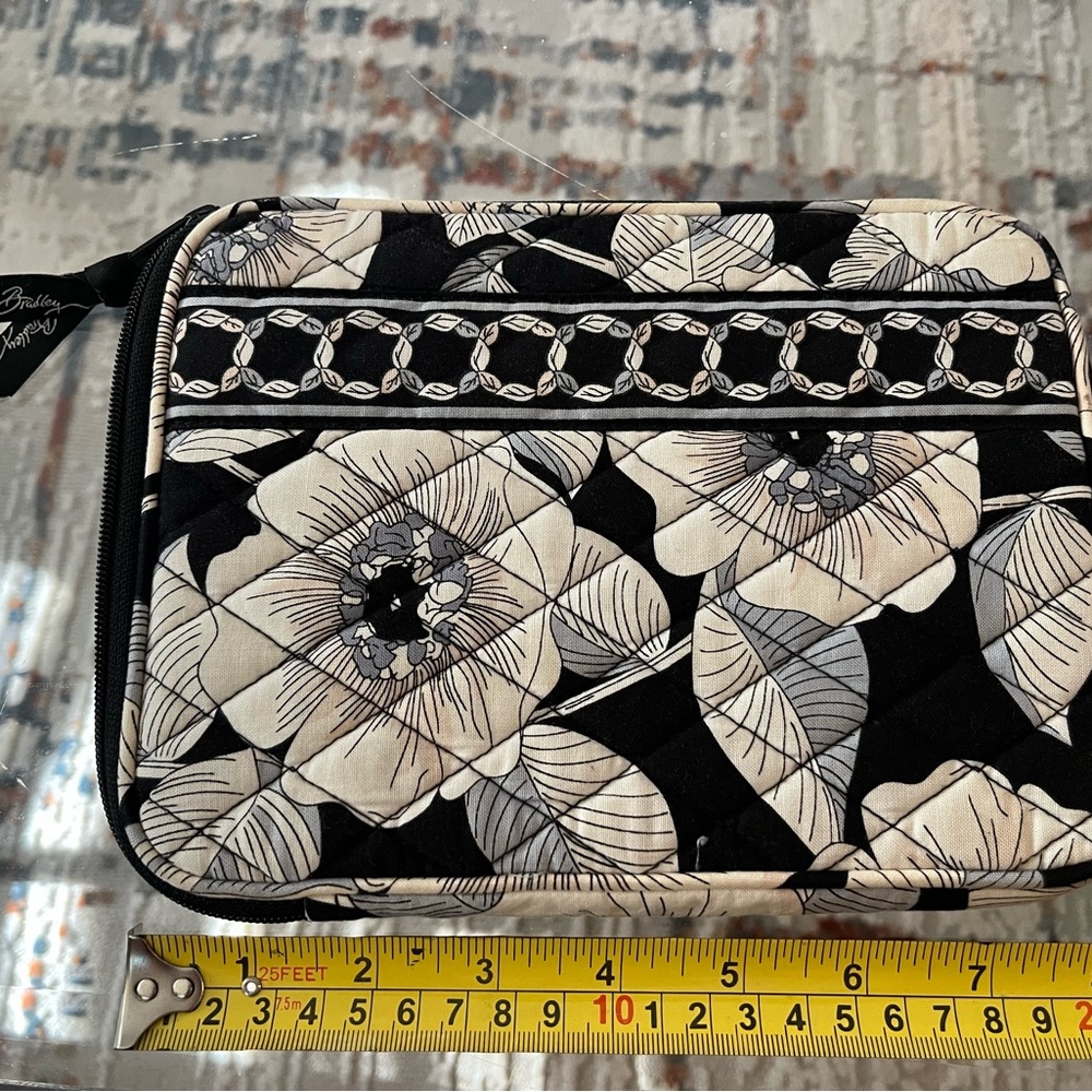 8” Black and Cream Floral Vera Bradley zip bag